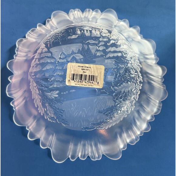 MIKASA 10.5” Frosted Glass Bowl Celebrations Winter Dreams Collection NIB - Picture 11 of 15